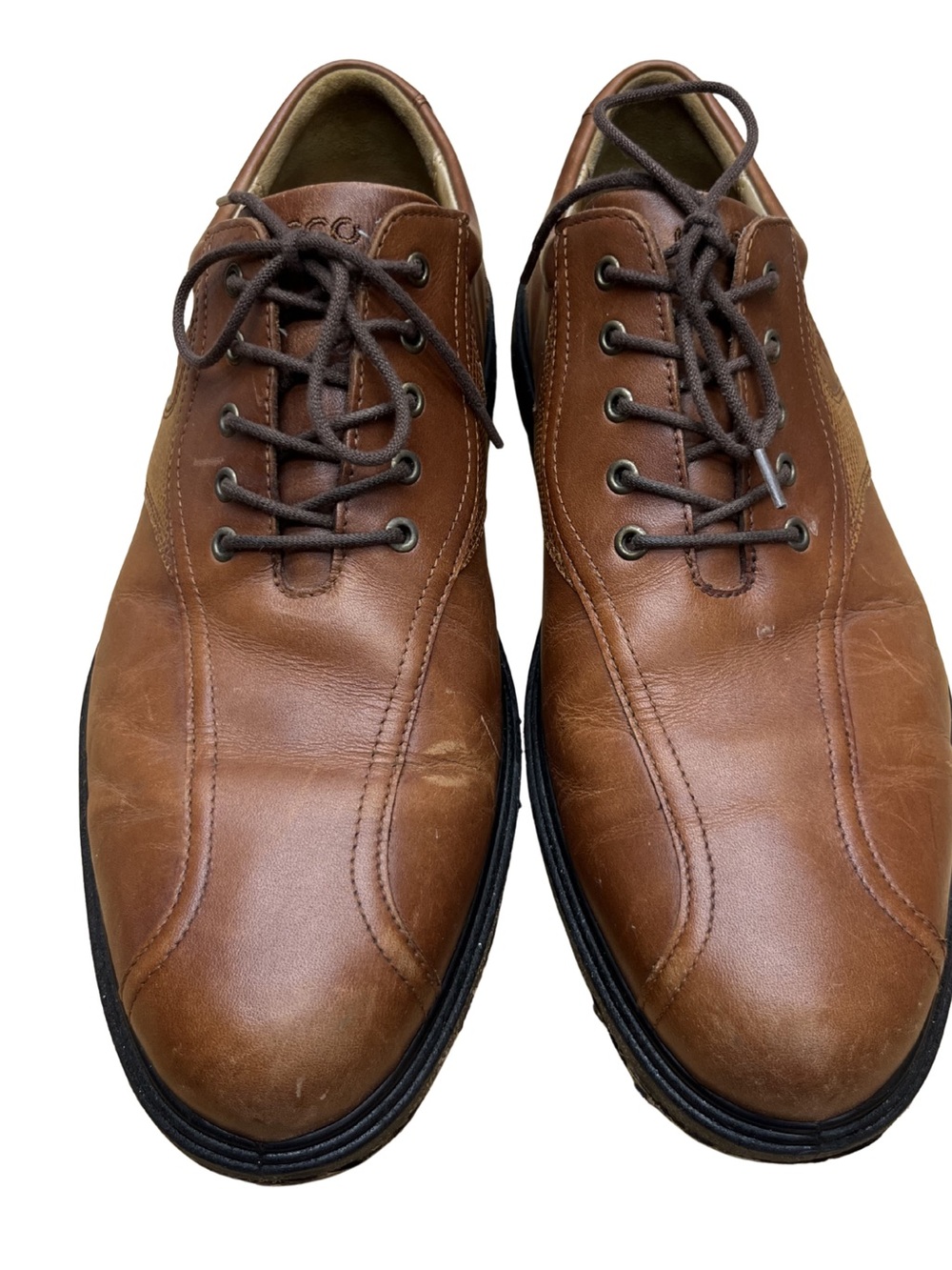 ECCO Hydromax Brown Leather Golf Shoes Mens EU 42 Spikeless Comfort